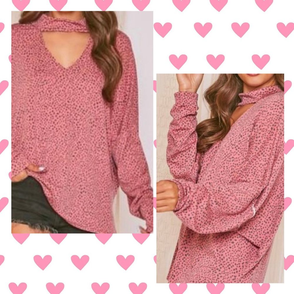 Pink & Black Oversized Boho Choker Top NWT